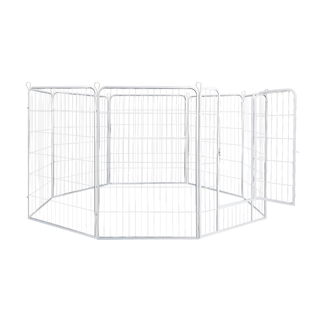 8 Panel 40'' Puppy Exercise Playpen Enclosure - White-1
