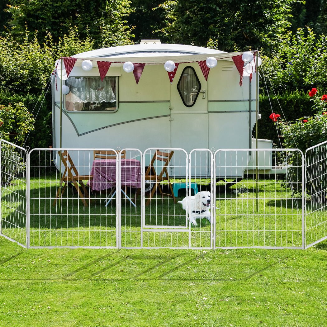 8 Panel 40'' Puppy Exercise Playpen Enclosure - White-4
