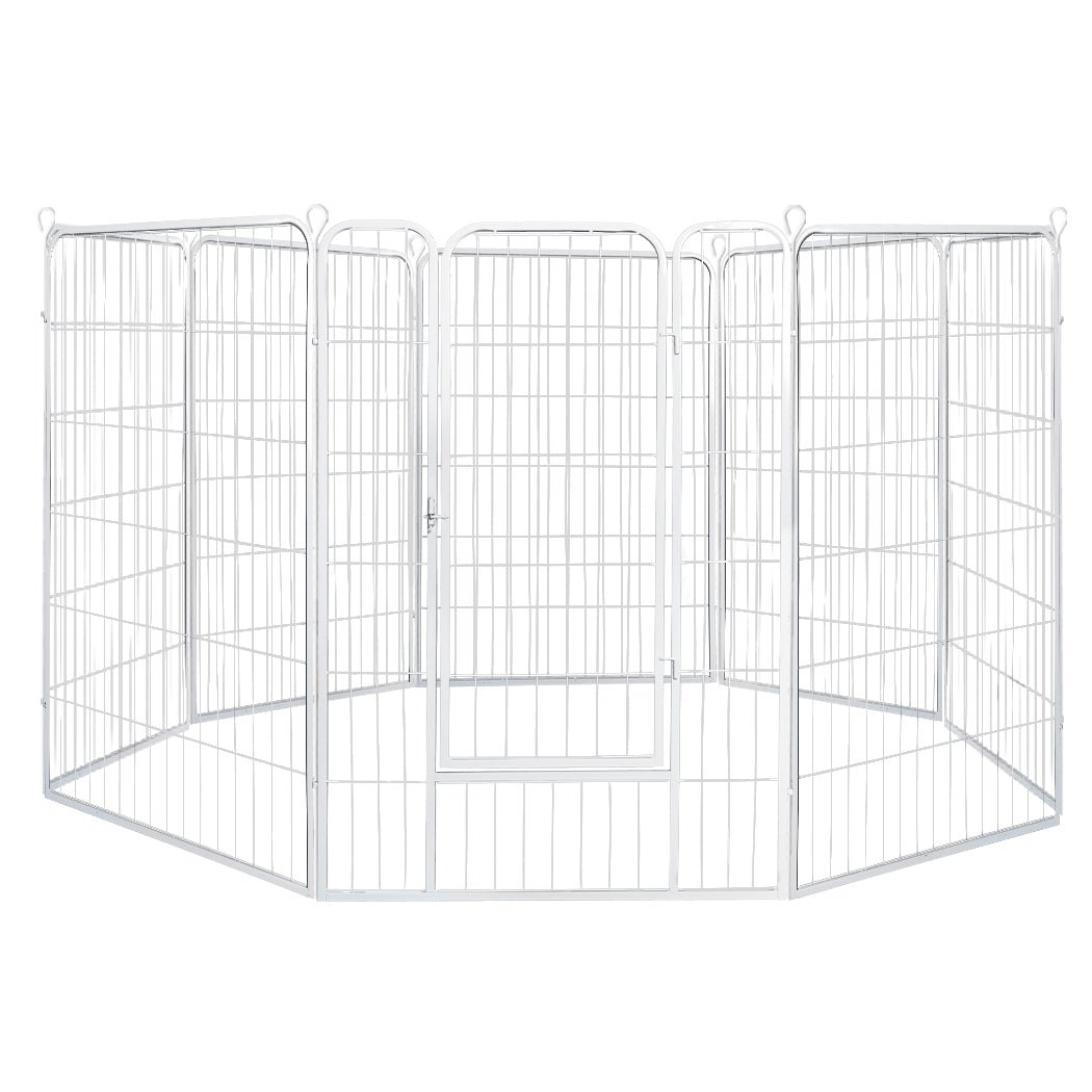 8 Panel 40'' Puppy Exercise Playpen Enclosure - White-0