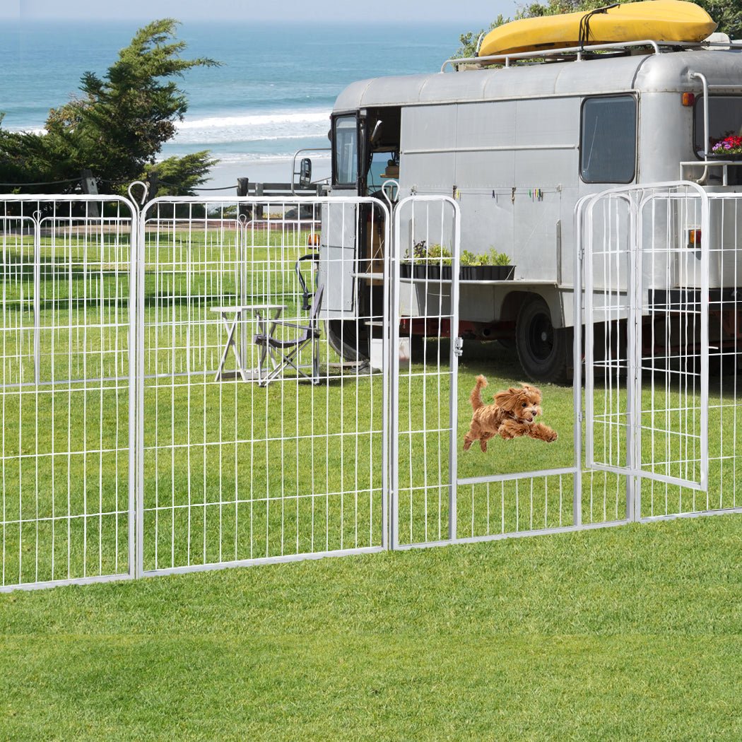 8 Panel 40'' Puppy Exercise Playpen Enclosure - White-2